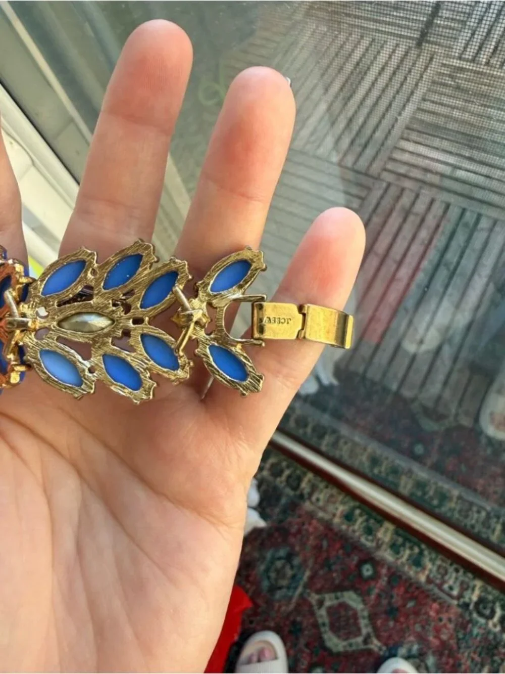 J Crew Beautiful Crystal Marquess Fleur Bracelet Gold-tone, Crystal and Blue